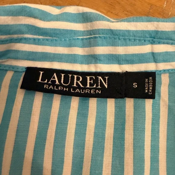 Ralph Lauren Aqua and White Striped Pajama Set - Picture 4 of 15